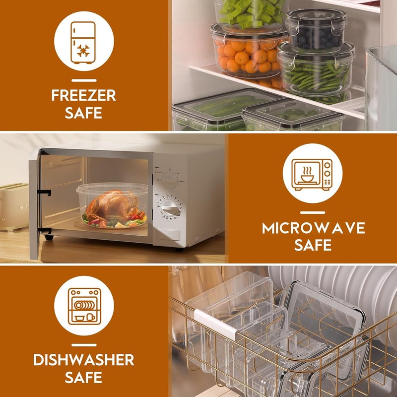 KEMETHY 52 PCS Food Storage Containers with Lids Airtight (26 Containers & 26 Lids), Leak proof Meal Prep Container Set for Kitchen Storage, BPA-free, PVC-free Plastic, Microwave/Dishwasher Safe, Labels & Pen - Image 4